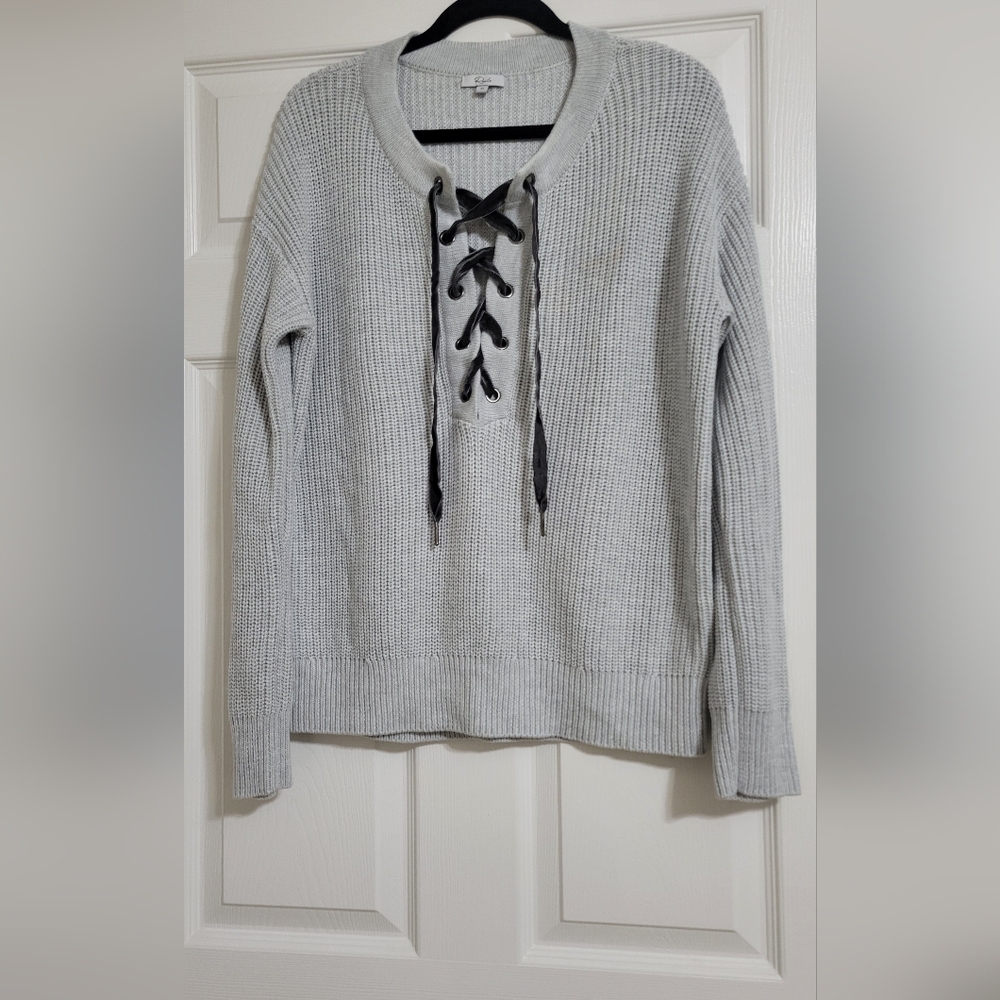 Rails Olivia Gray Lace Up Sweater